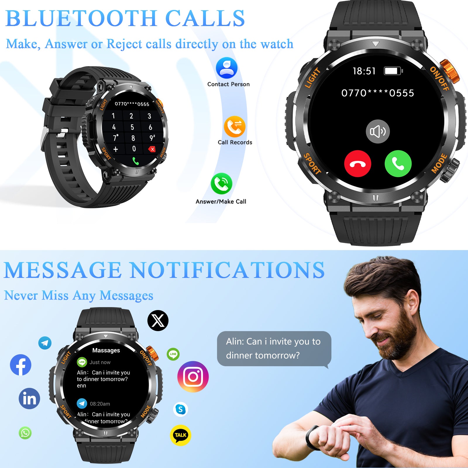 MEGALITH Smart Watch HT17 for Fitness Sports-Activity Tracker Smartwatch for Android iOS Phones-megalith watch