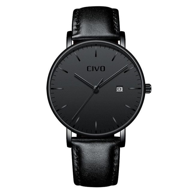 Civo mens black ultra thin watch best sale